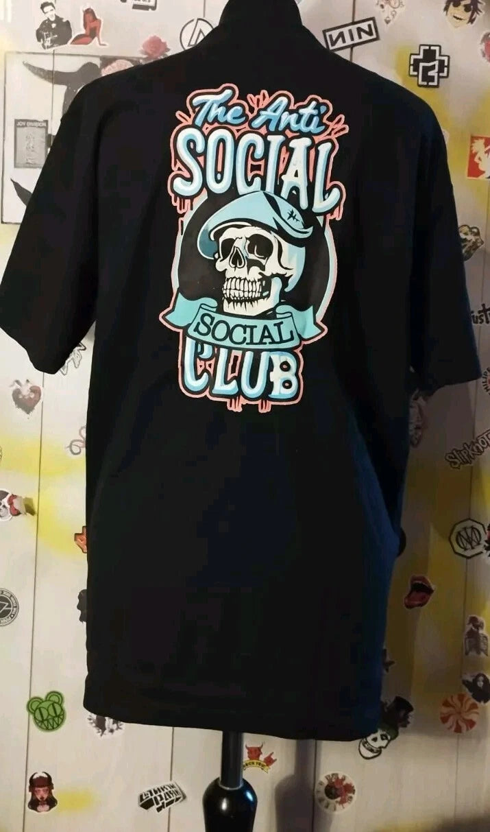 The Anti Social Club Print  Vintage Tattoo Style T Shirt