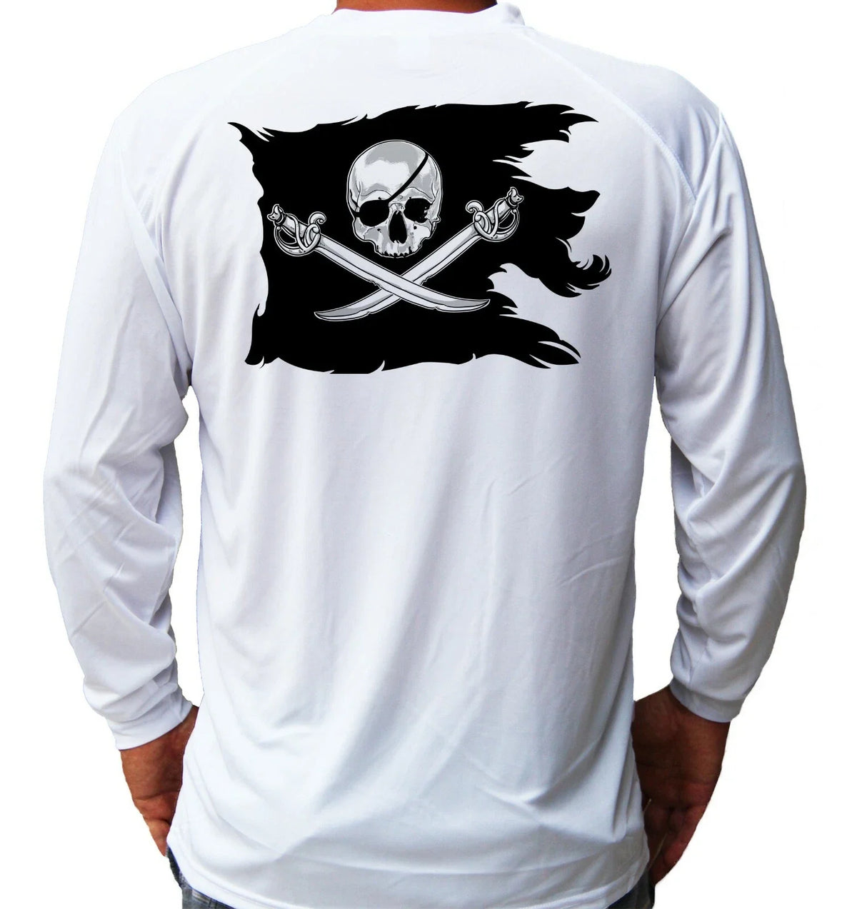 Pirate Flag Skull Fishing Boat Long Sleeve UPF 30 UV Sun Protection Unisex