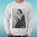 Felpa Man Light Sweater Light Grey " Nun Funny Smoke Nun " Unisex