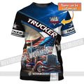 Custom Name Trucker T-Shirt, USA Flag Shirt, Trucker American T-Shirt BS1798