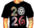 World Cup 2026 T Shirt USA Canada Mexico Flag Old Football Black Fashion Unusual Unisex