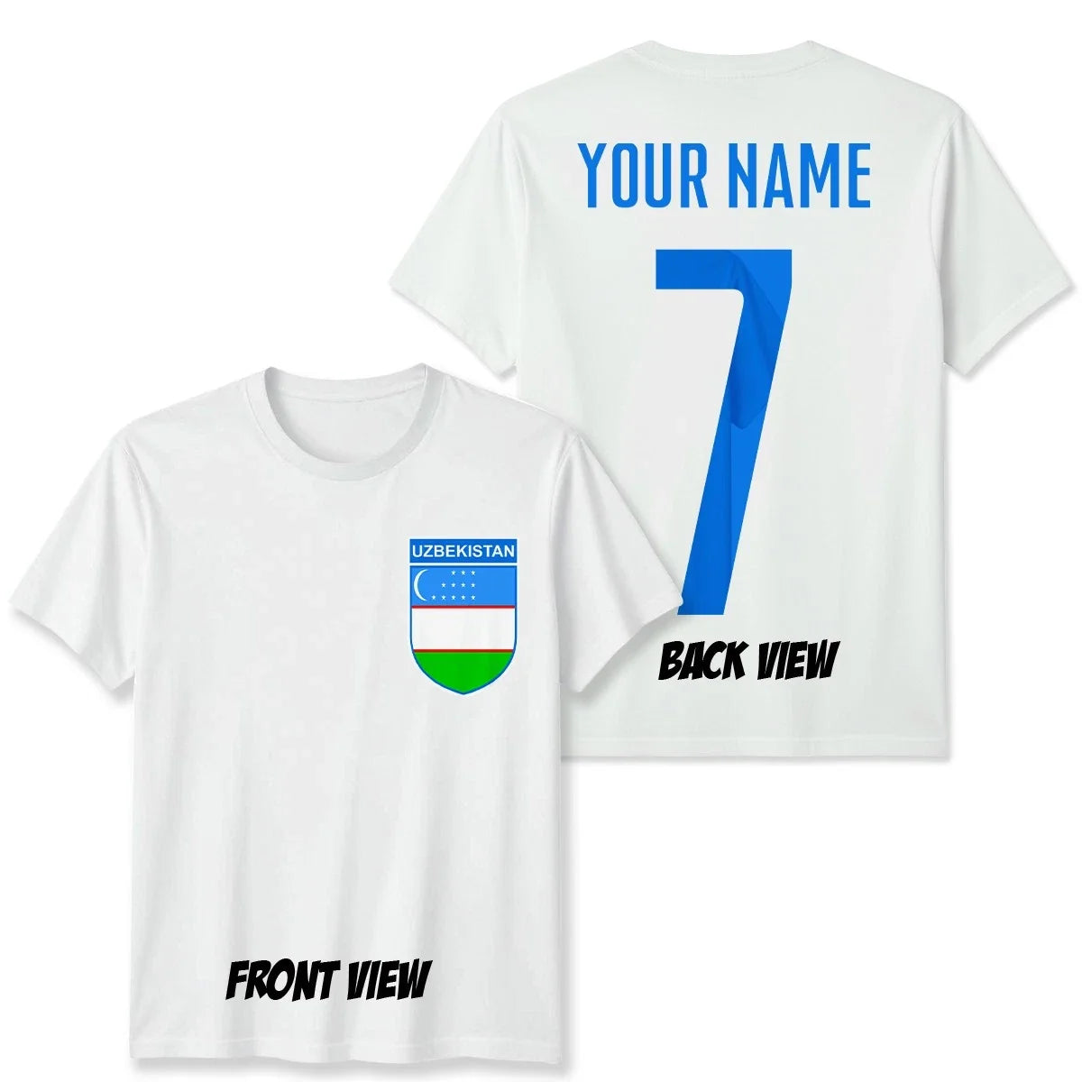 Personalised Uzbekistan Football Unisex Kids Name Number Tee #WC Unisex