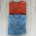 2x American Giant T Shirt Mens Large Slub Crew Neck Cotton USA Made Blue Orange Unisex