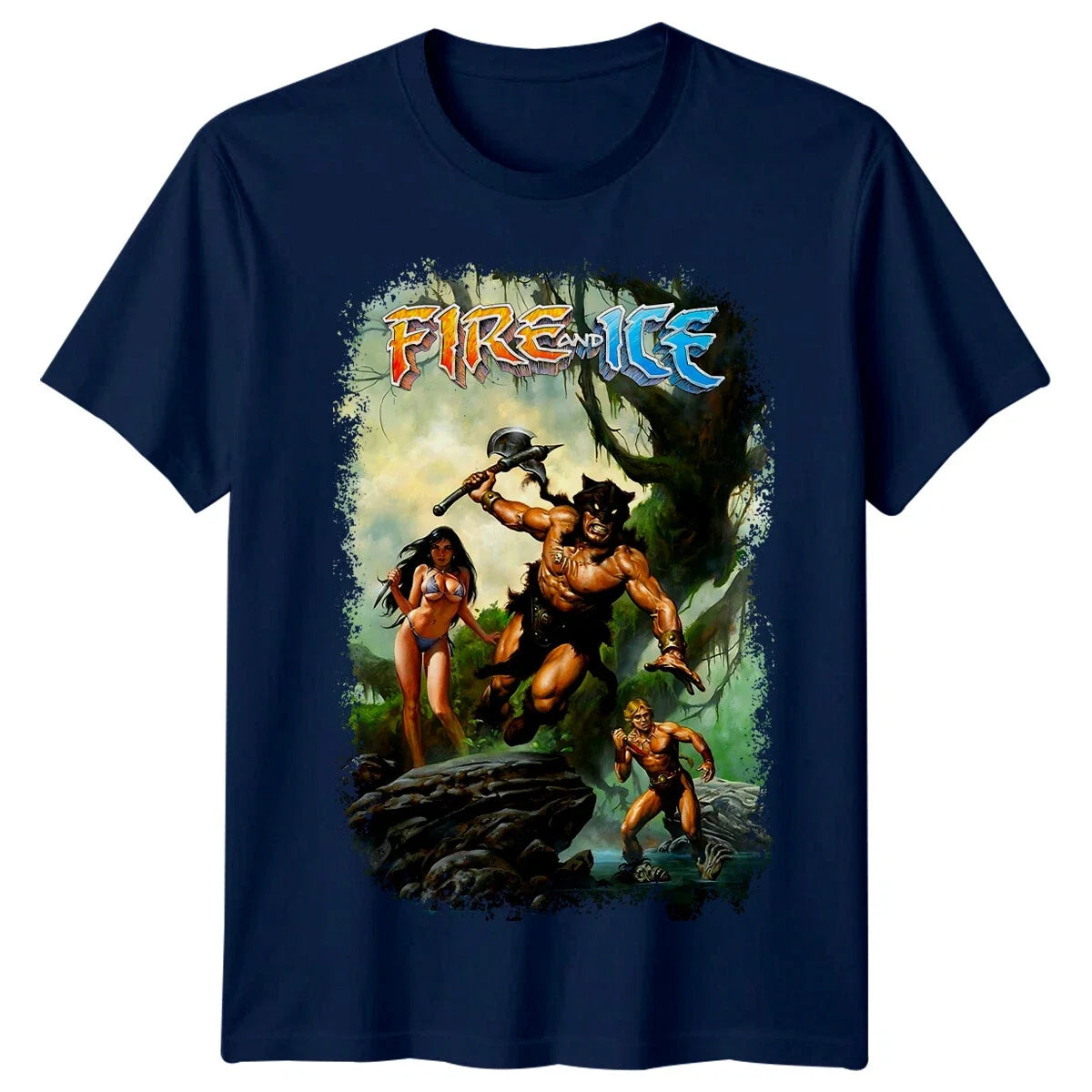 Fire and Ice (1983) Movie Poster Inspired Retro 80s Tee Unisex