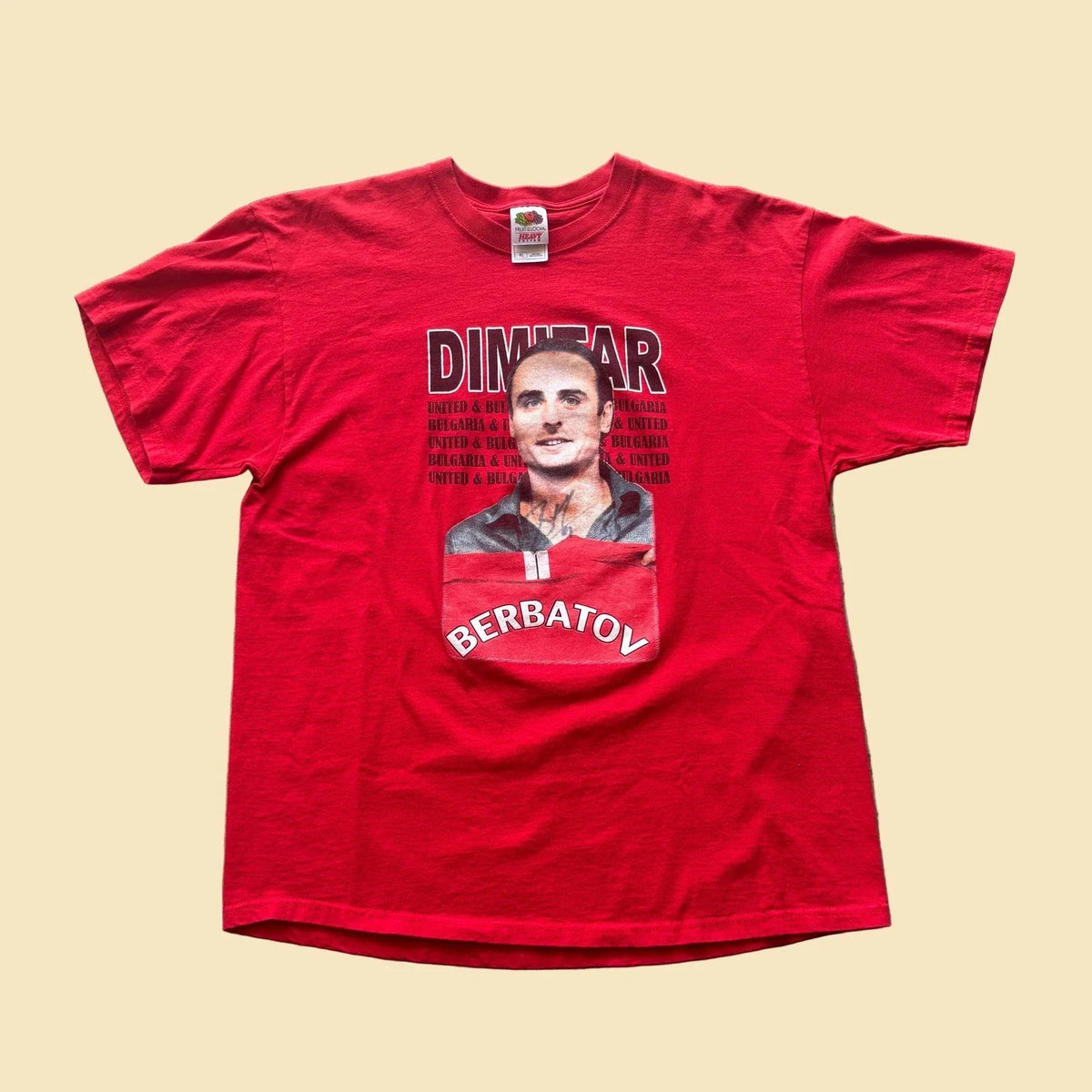 Fruit of the Loom Dimitar Berbatov Manchester United Bulgaria Red Shirt XL Unisex