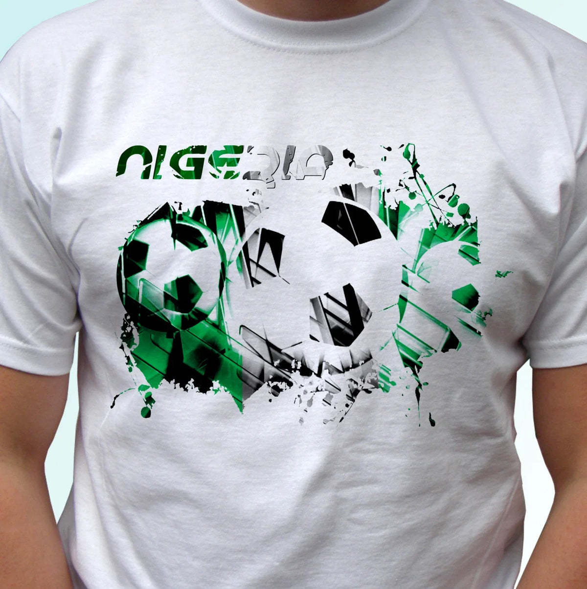 Nigeria football flag white t shirt soccer africa style mens womens kids sizes Unisex