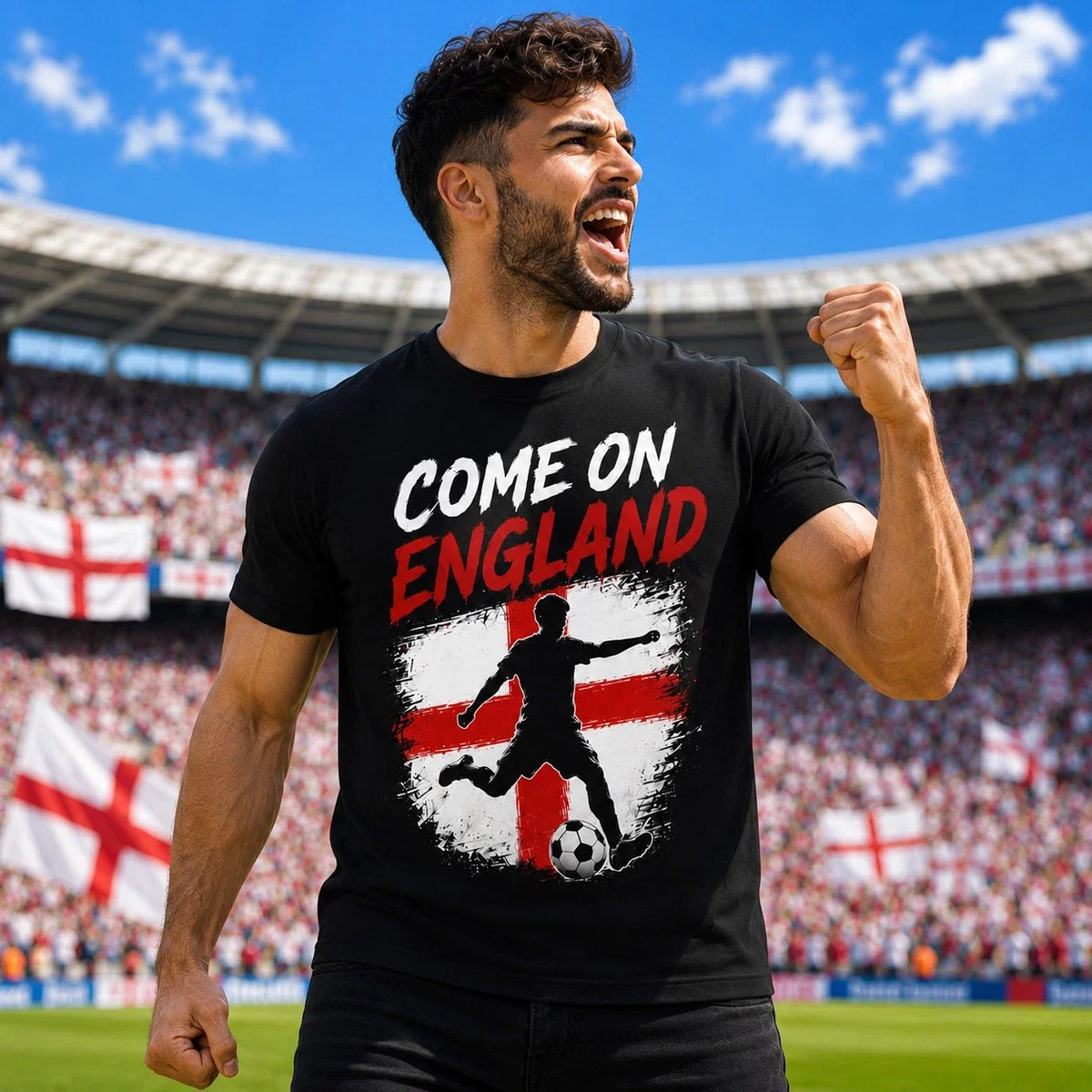 Come On England Football Fan T Shirt Match Day Supporter St George Cross Tee Unisex