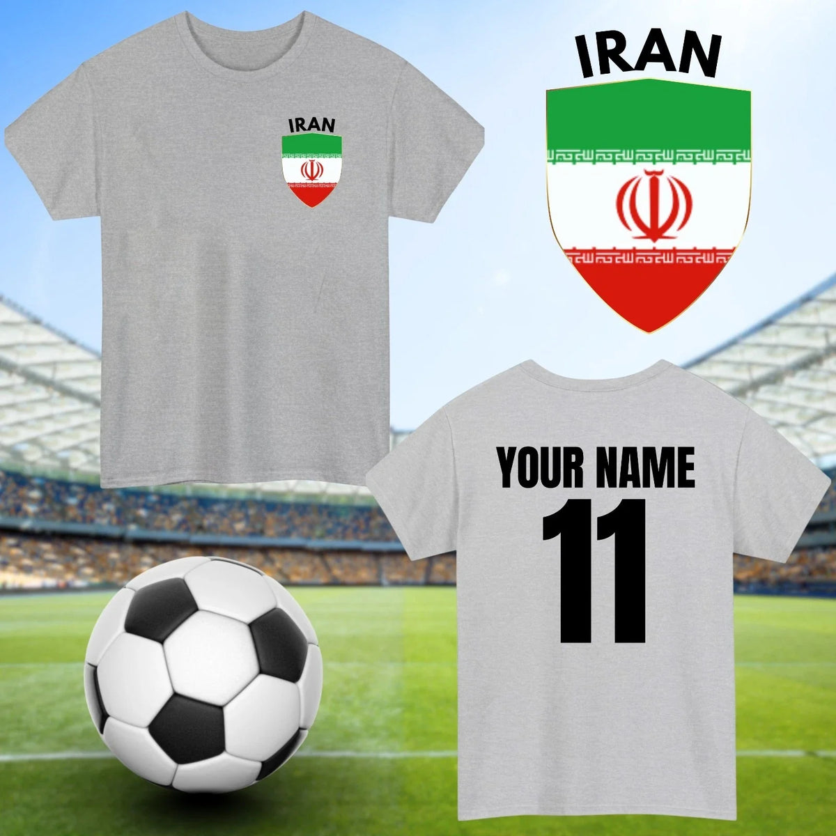 Personalised Iran Football Custom Name And Number Sports Lover To Unisex