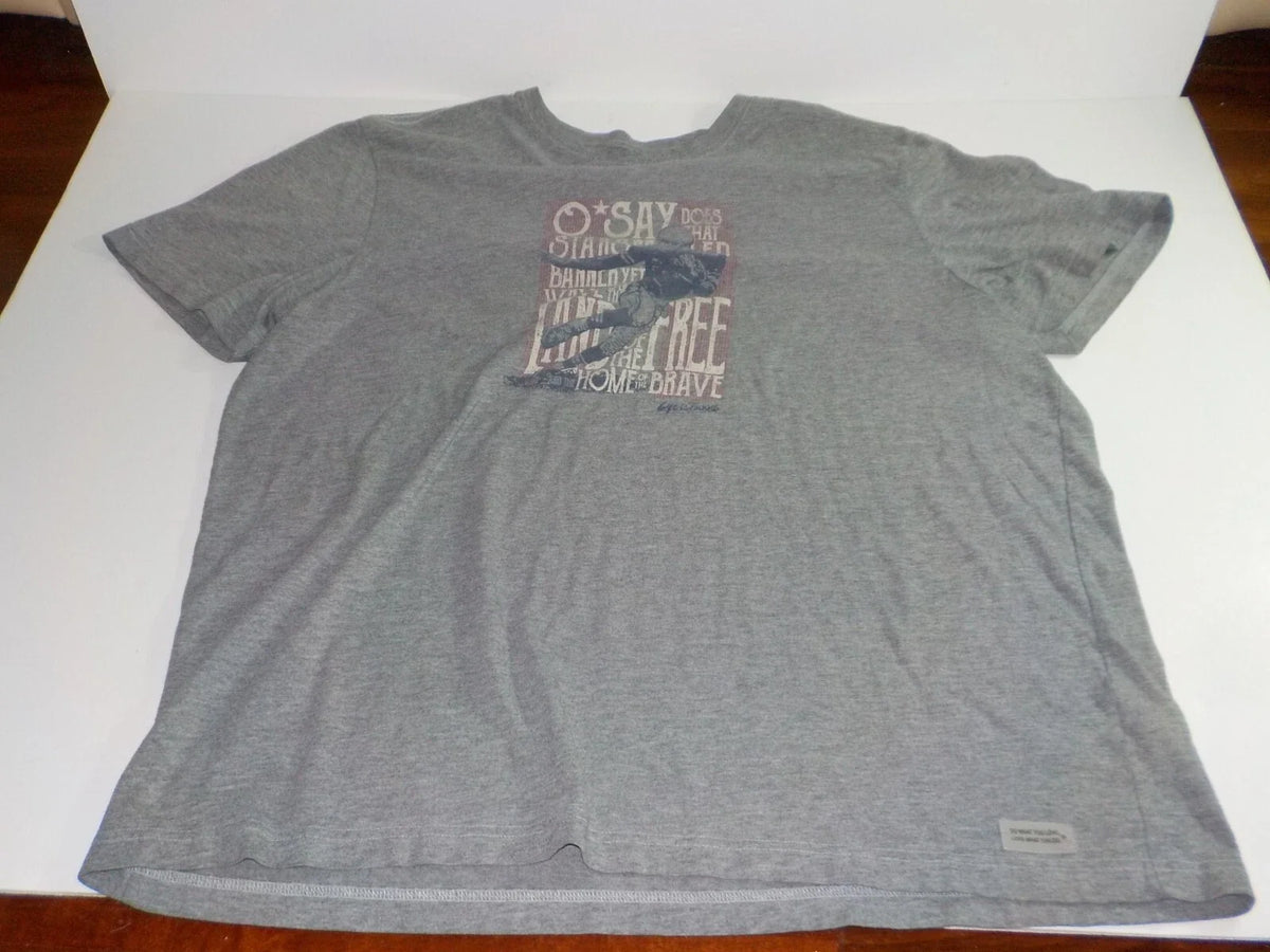 Life Is Good Mens XXL Crusher Tee Football Star Spangled Banner Gray shirt 0366 Unisex