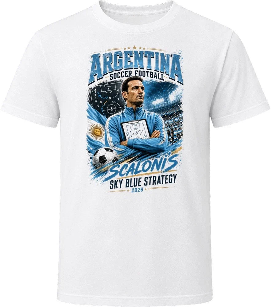 Argentina Soccer Football Coach Scaloni's Sky Blue Strategy T Shirt Unisex