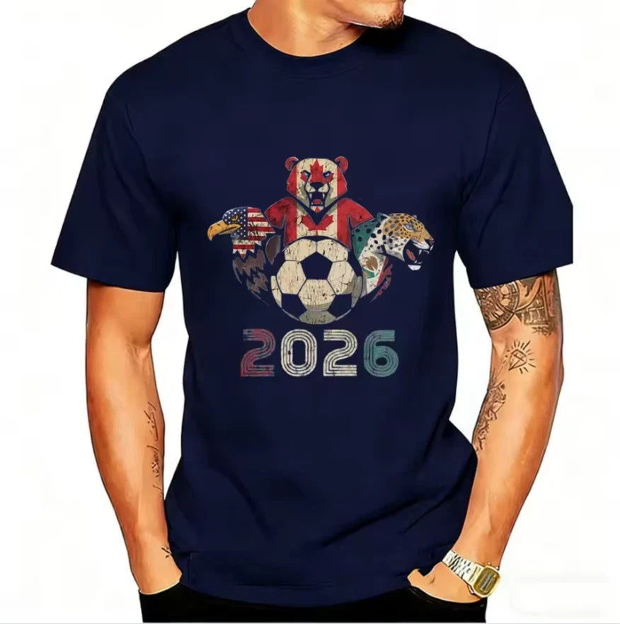 2026 USA Canada Mexico Soccer Black Eagle Bear Jaguar Graphic Fan Tee Unisex