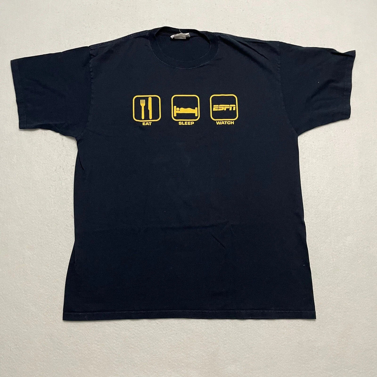 Vtg 90s ESPN Shirt Mens XL Extra Large Blue Eat Sleep Watch Champion T Shirt Unisex