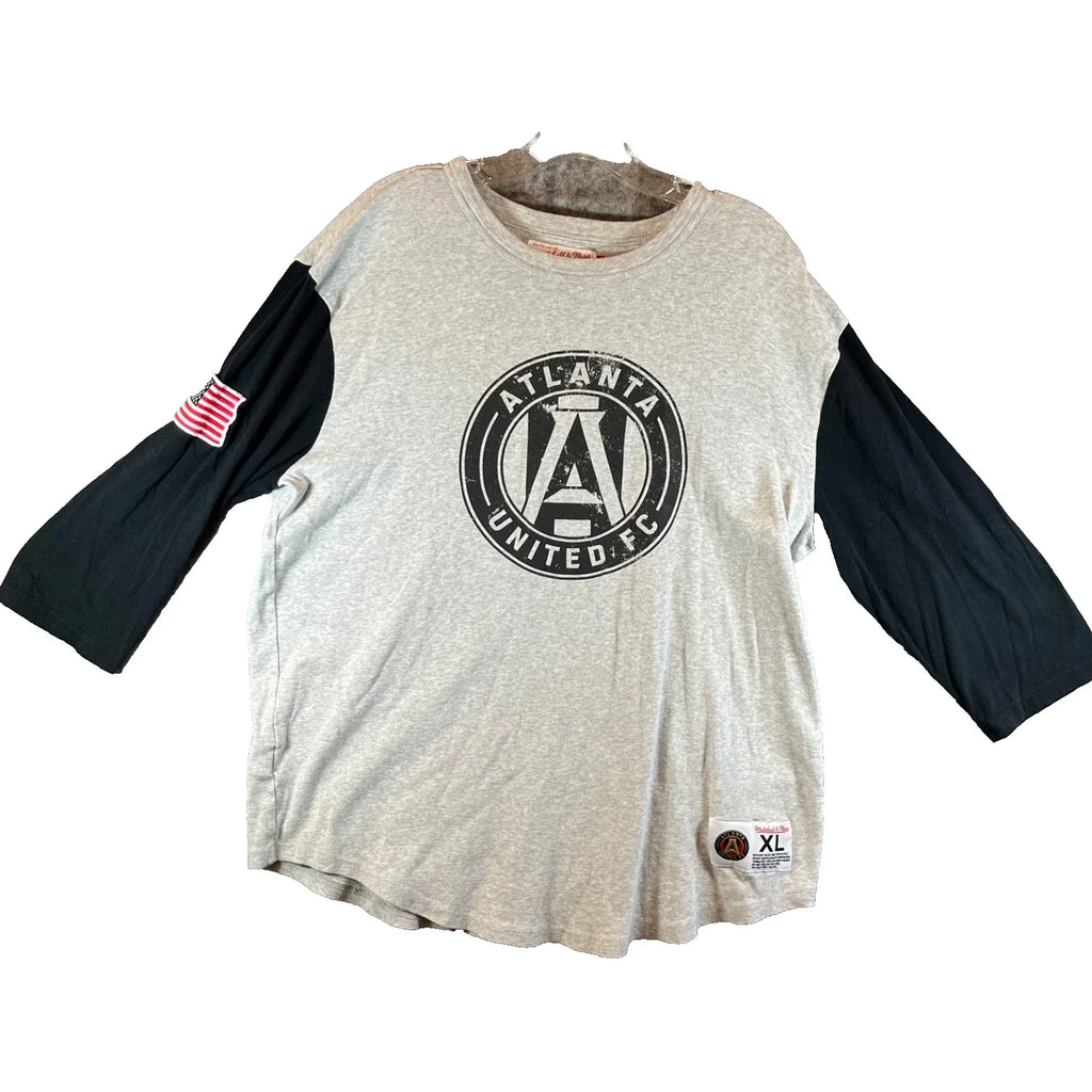 Mitchell And Ness Atlanta United FC Soccer Shirt Mens XL Gray Graphic Logo Flag Unisex