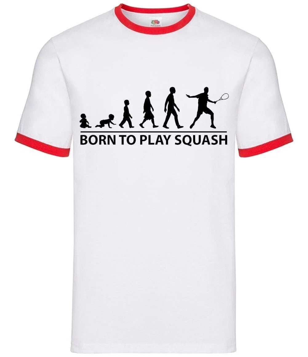 Born to Play Squash - Mens Ringer - Player Team Sport Sports Hobby Ball Unisex
