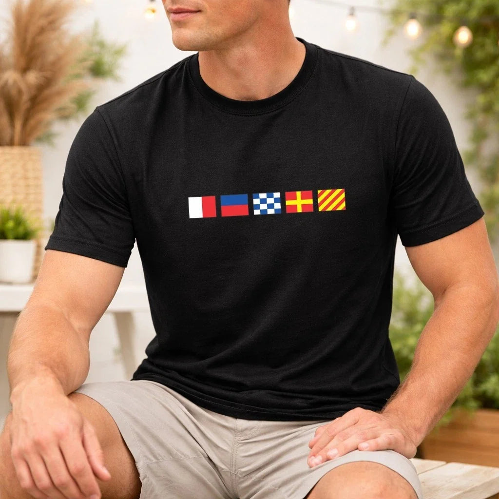 Personalised Nautical Signal Flag T Shirt Printed Custom Your Name Flag Gift Top Unisex
