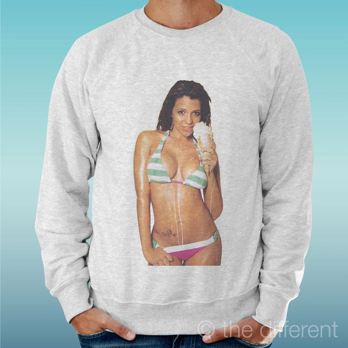 Felpa Man Light Sweater Light Grey " Sexy Girl Ice Cream " Unisex