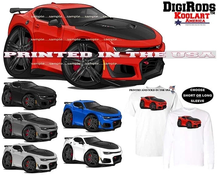 Chevrolet Chevy Camaro ZL1 Modern Muscle DigiRods / Koolart Cartoon Car T Shirt Unisex
