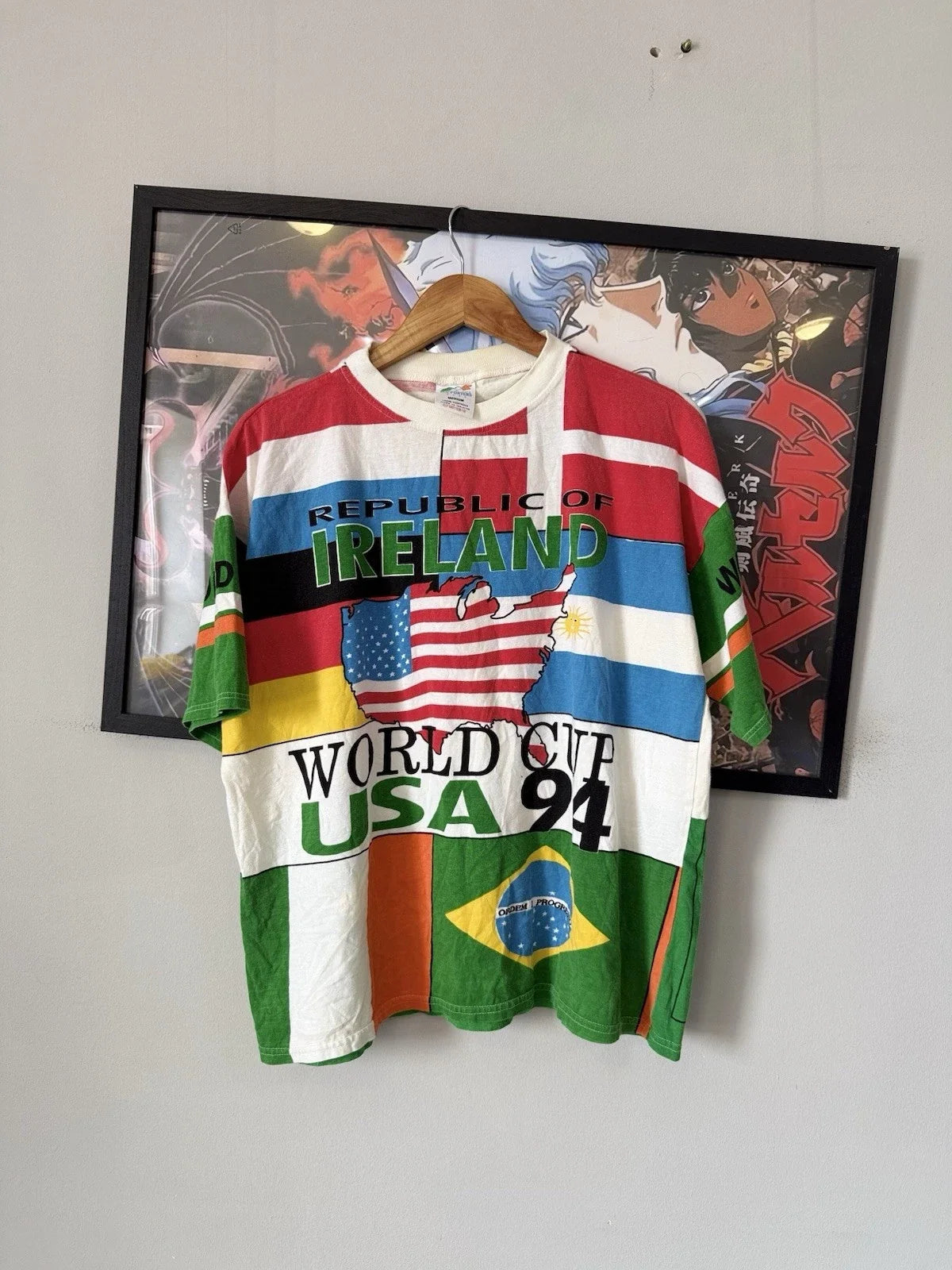 Vintage 1994 World Cup USA T Shirt Republic of Ireland All Over Print Rare Unisex