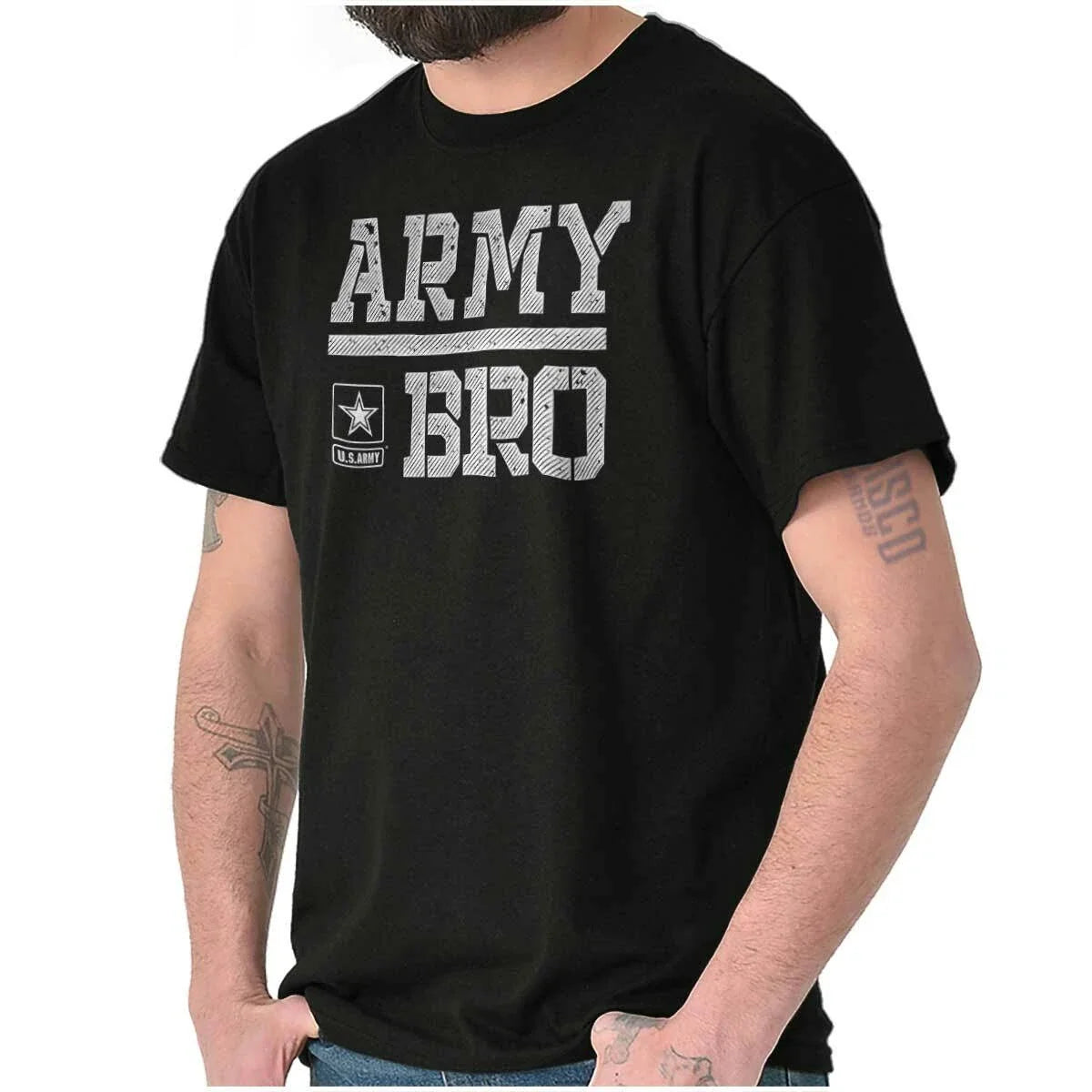 US Army Bro United States Military Star Logo Mens Casual Crewneck T Shirts Tees Unisex
