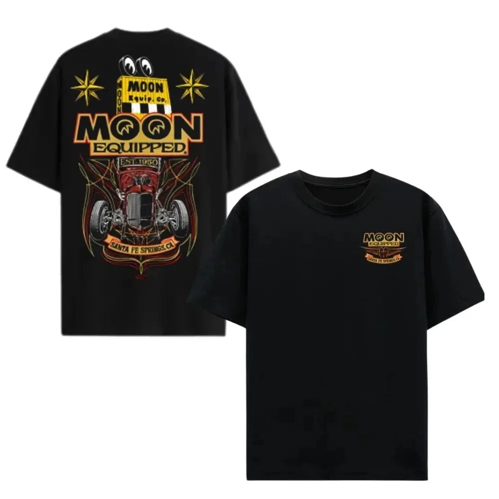 Moon Equipped Vintage Car , Classic Hot Rod Style for Enthusiasts, Casual Unisex