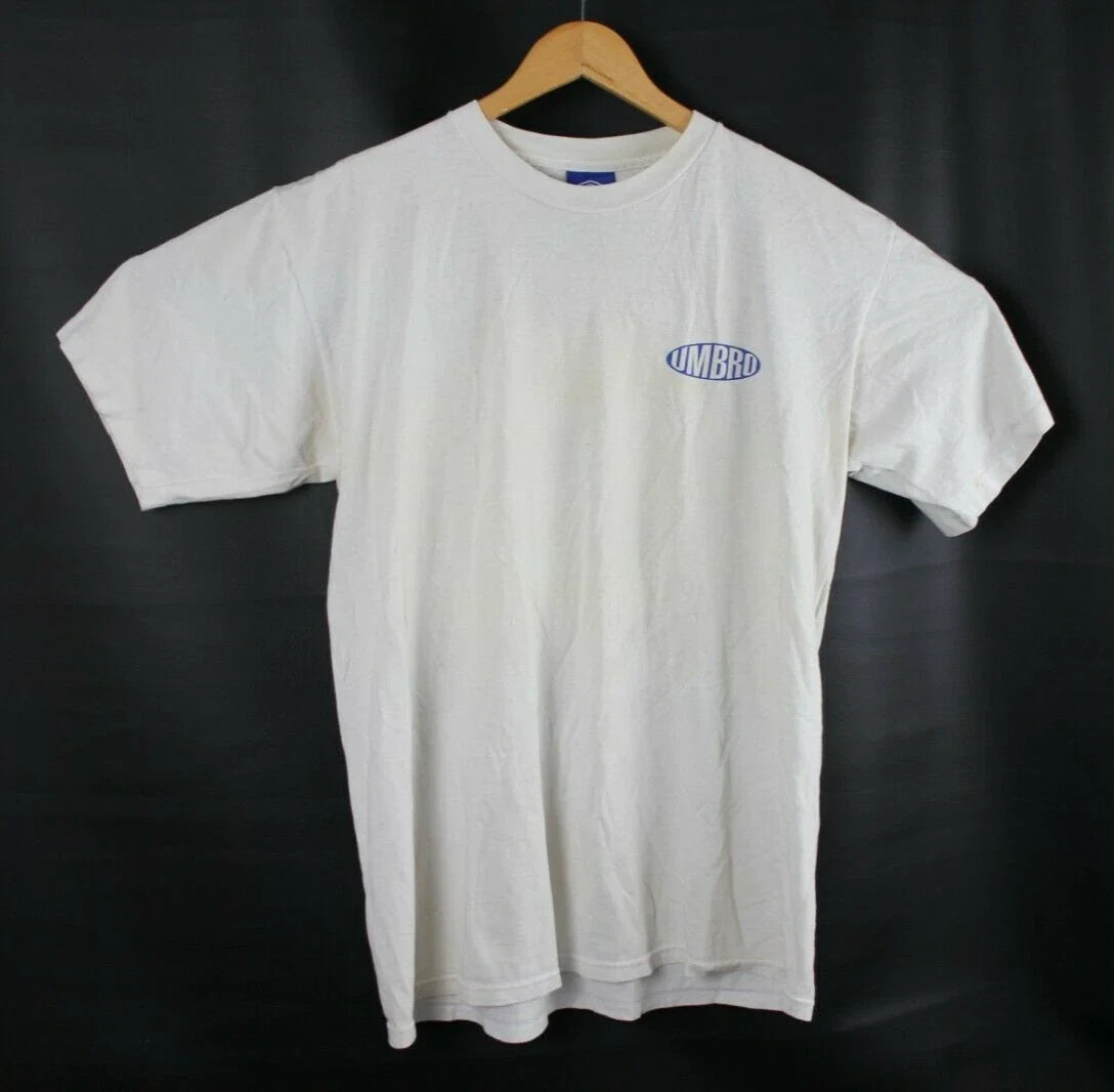 Vintage Umbro Soccer Men's size Large White Graphic T Shirt Faded Distressed Unisex