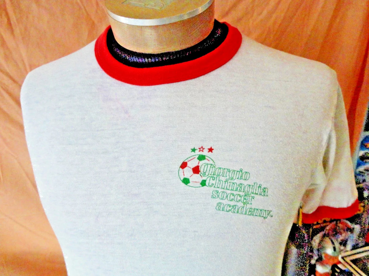 Vintage 80s Giorgio Chinaglia Soccer Academy Ringer T Shirt S Unisex