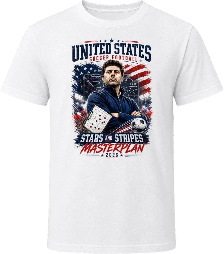 United States Soccer Football Coach Stars and Stripes Masterplan T Shirt Unisex