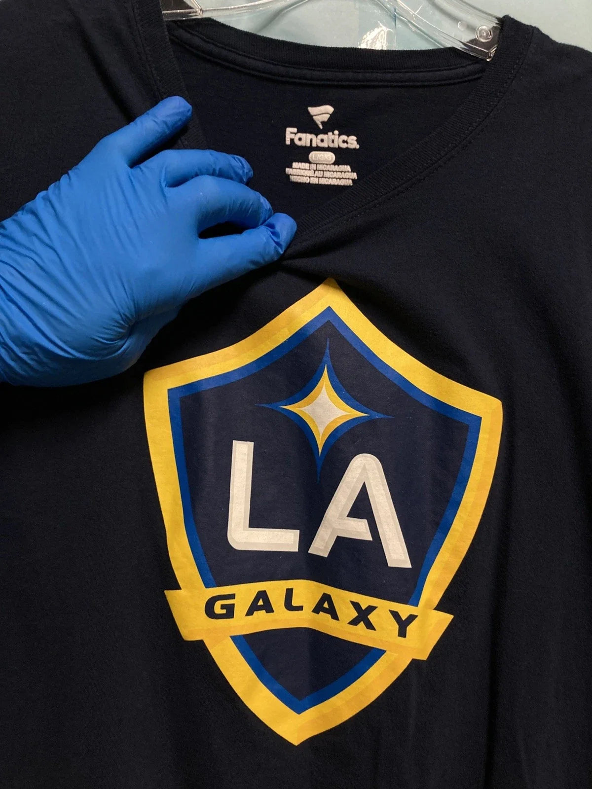 Fanatics Brand LA GALAXY MLS Unisex T Shirt; LG; Navy ; PreOwnd & Very Good Cond Unisex