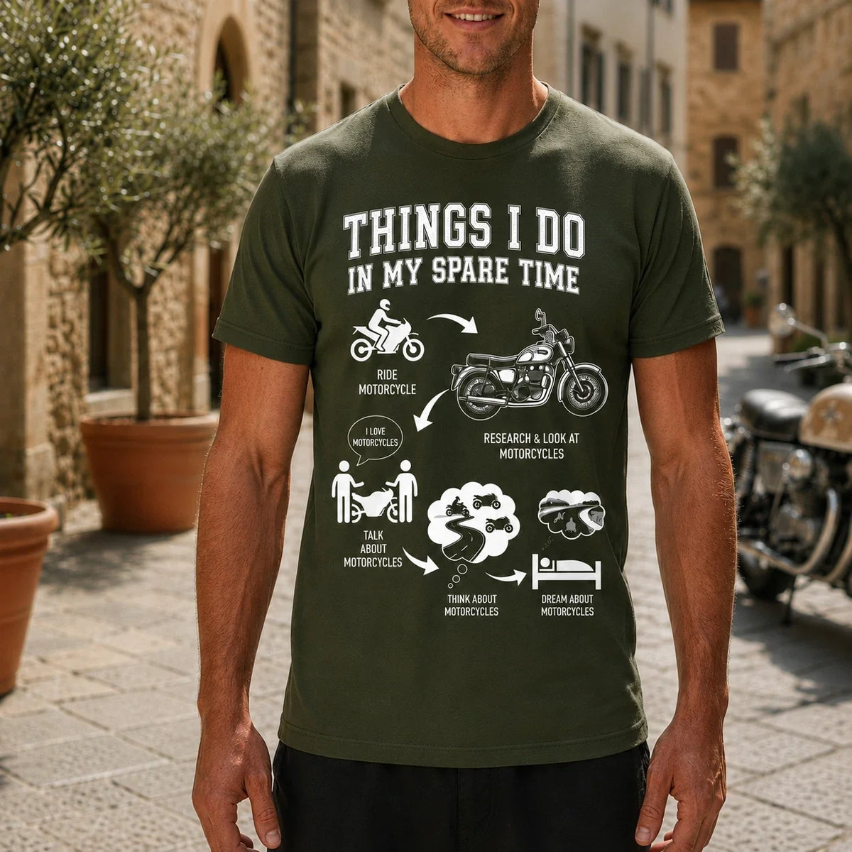 Motorcycle Spare Time T Shirt, Funny Biker Gift Idea Unisex