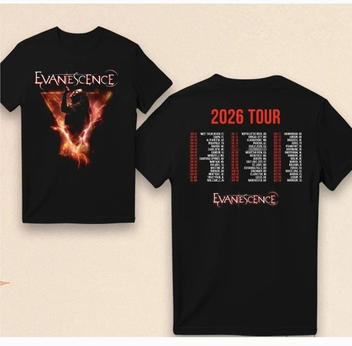 Evanescence 2026 Tour Fan Graphic Band Concert Tee S-5XL Unisex