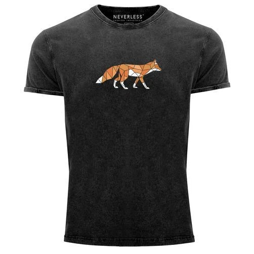 Mens Vintage Shirt Print Fox Polygon Art Print Geometry Outdoor Logo Unisex