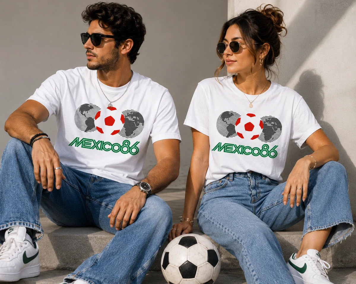 Mexico 86 Retro Soccer Shirt Vintage Futbol Tee Mexican Football Fans Unisex