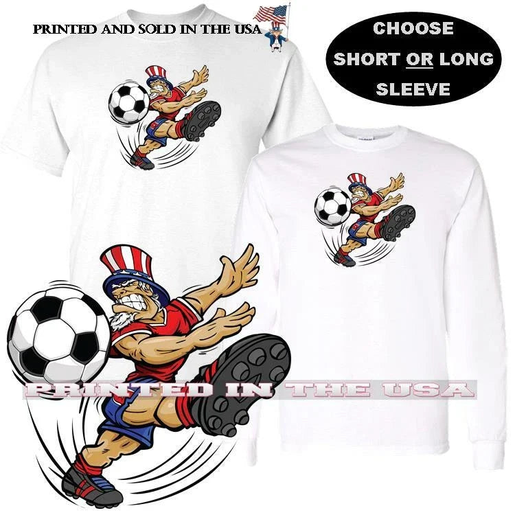 Uncle Sam Patriotic Soccer Sport Team Mascot Player Cartoon Custom T Shirt Unisex