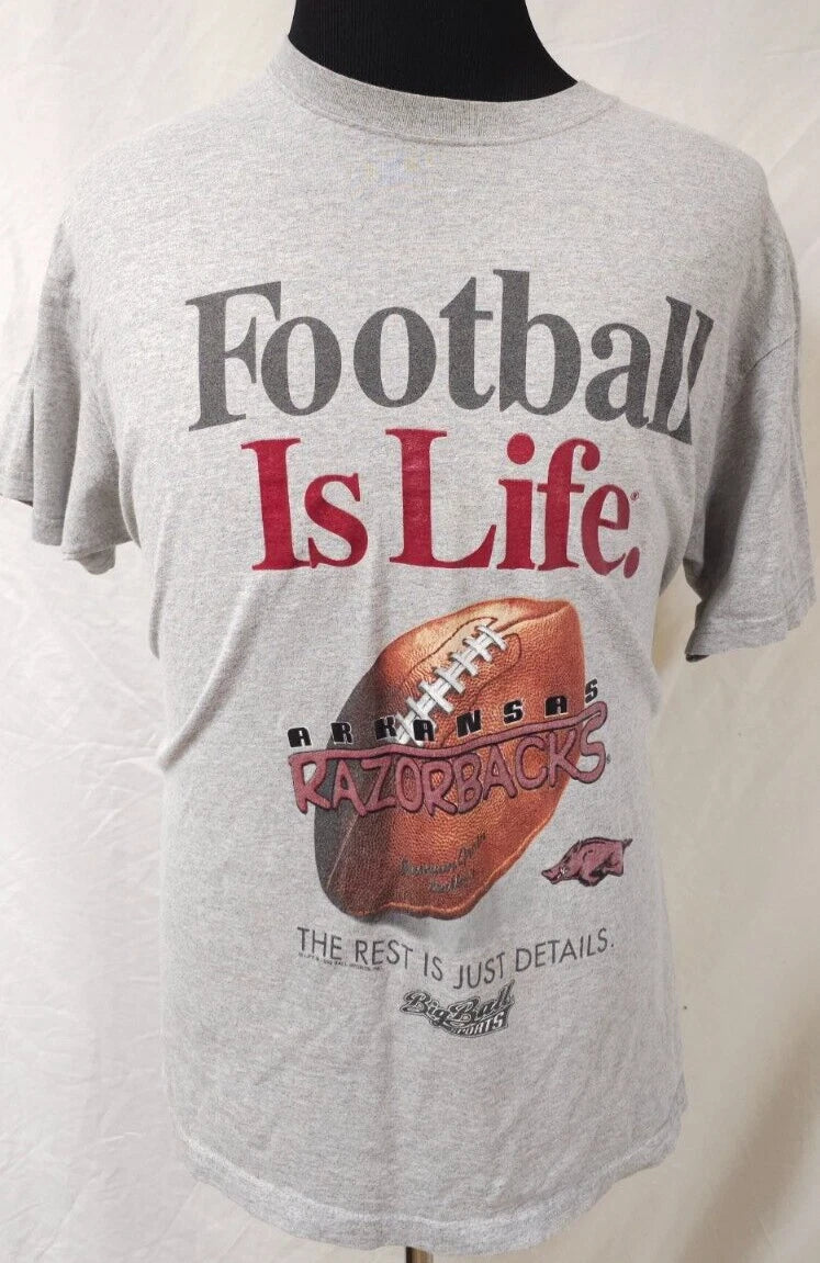 Big Ball Sports Arkansas Razorbacks Football Is Life NCAA Large Grey Unisex