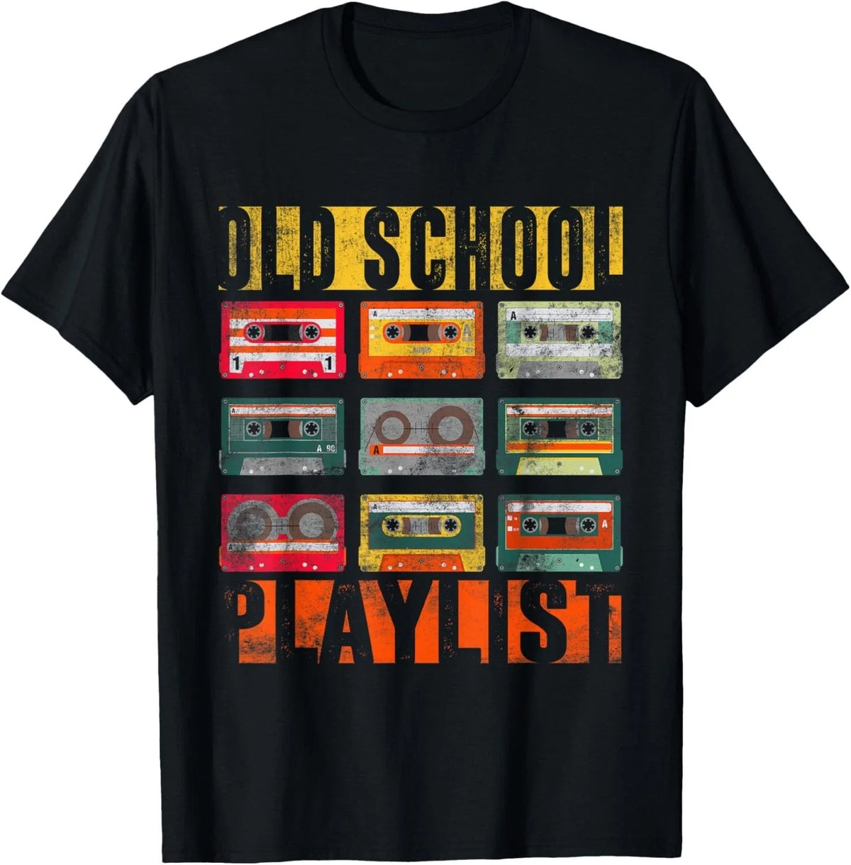 Old School Playlist Shirt Retro 80s 90s Cassette Tape Music Unisex