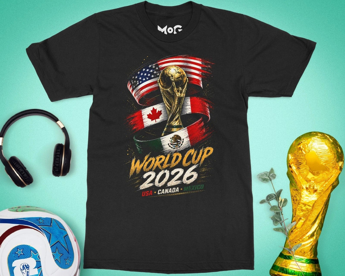 Football Cup Trophy Flags USA Canada Mexico World Soccer Match Day Top Unisex