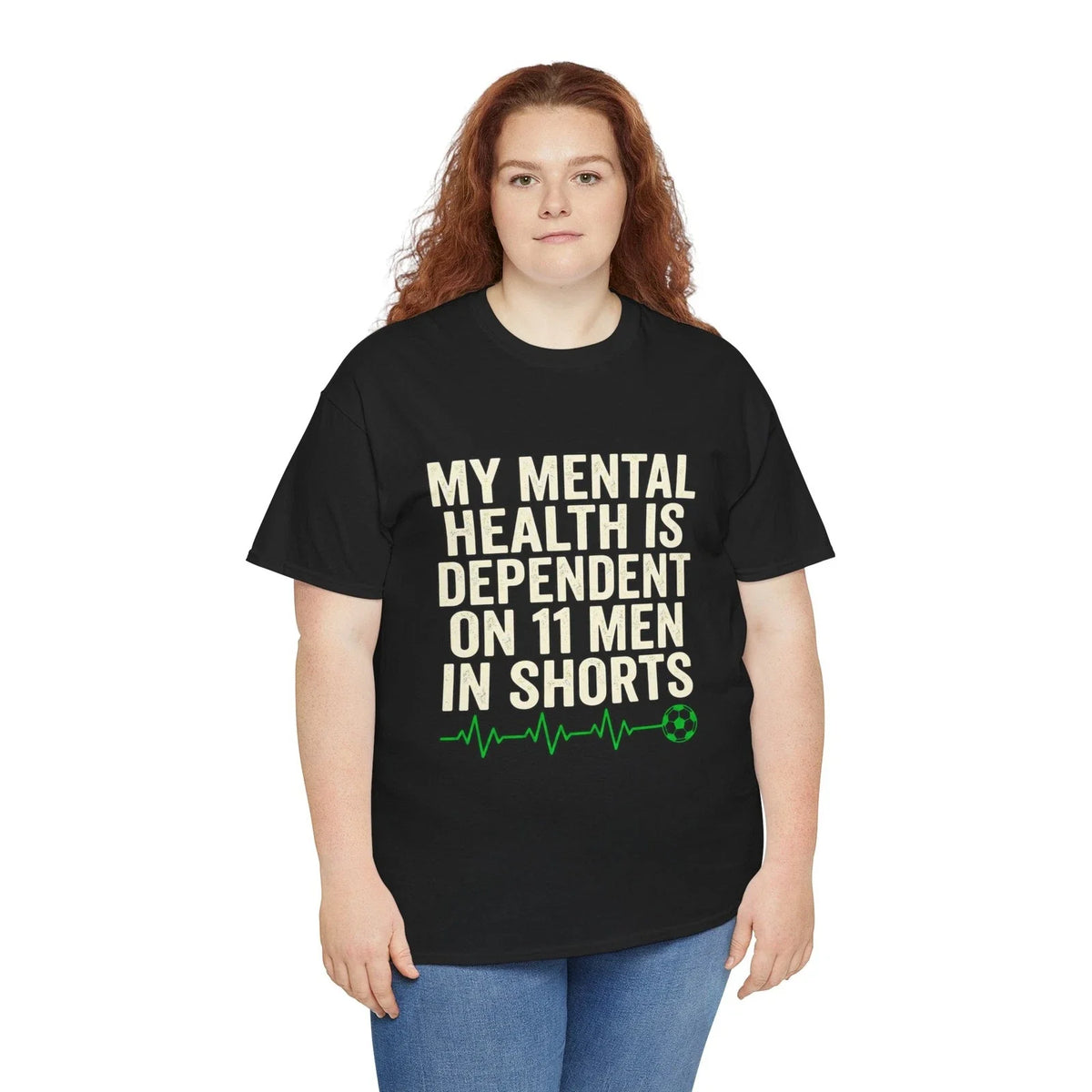 Funny Soccer Fan Mental Health Heartbeat Graphic Design, Premium Cotton Tee Unisex