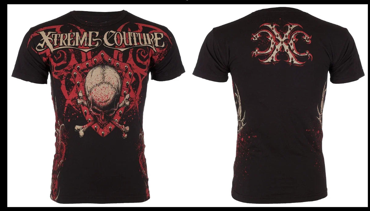 XTREME COUTURE by AFFLICTION Black Red AMAZON Short Sleeve Slim Fit NWT Unisex