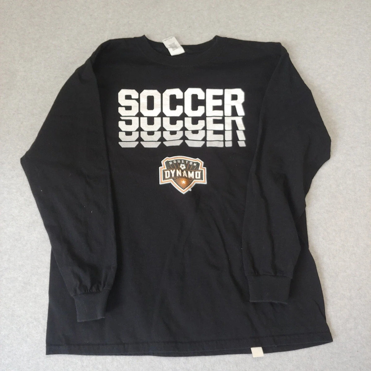 Gildan Youth Longsleeve Shirt Size XL Black "Soccer Houston Dynamo" Graphic Unisex