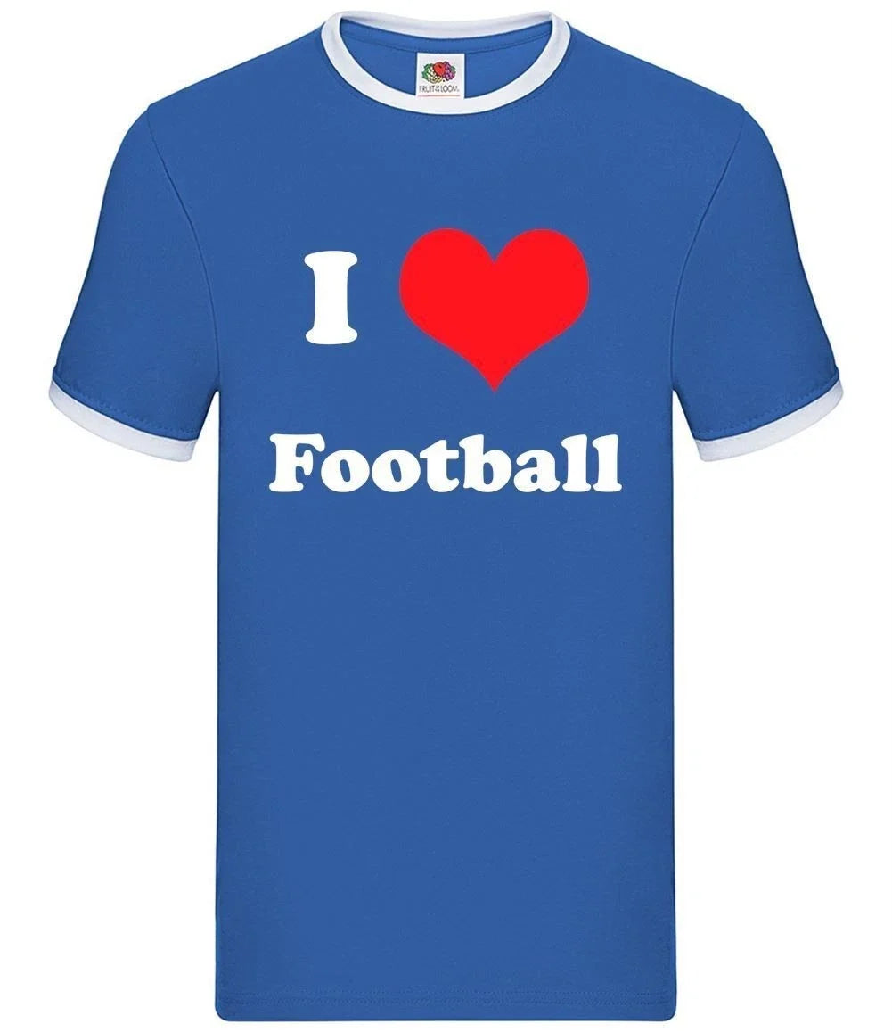I Love Football - Mens Ringer - Soccer Footy Fan Sport Player Team Unisex