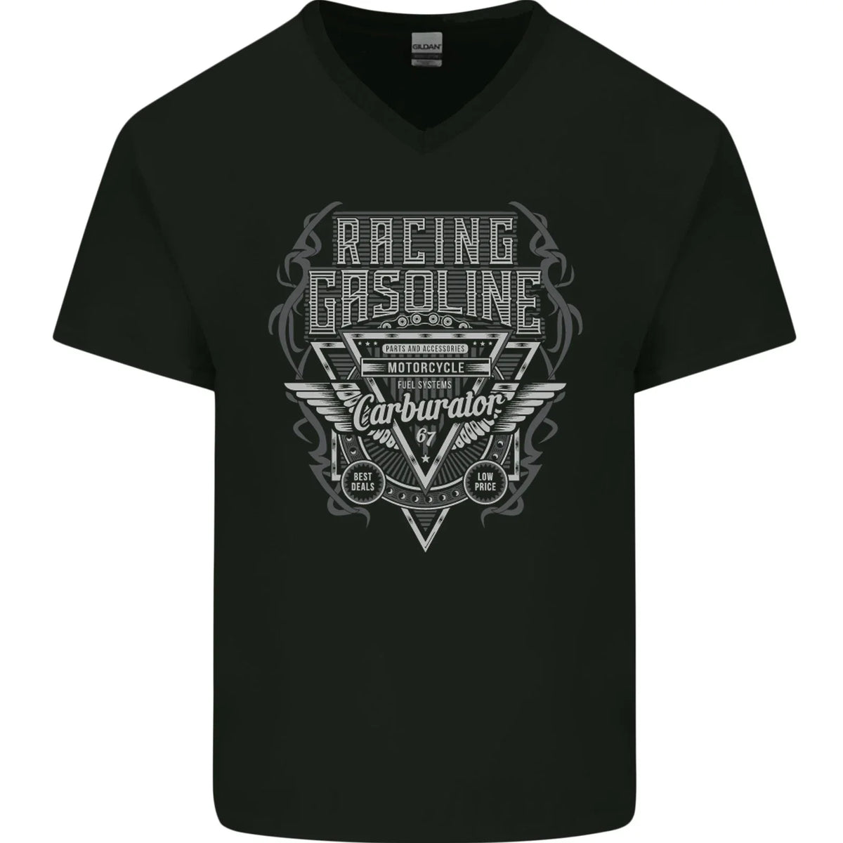 Racing Gasoline Motorbike Motorcycle Mens V-Neck Cotton Unisex