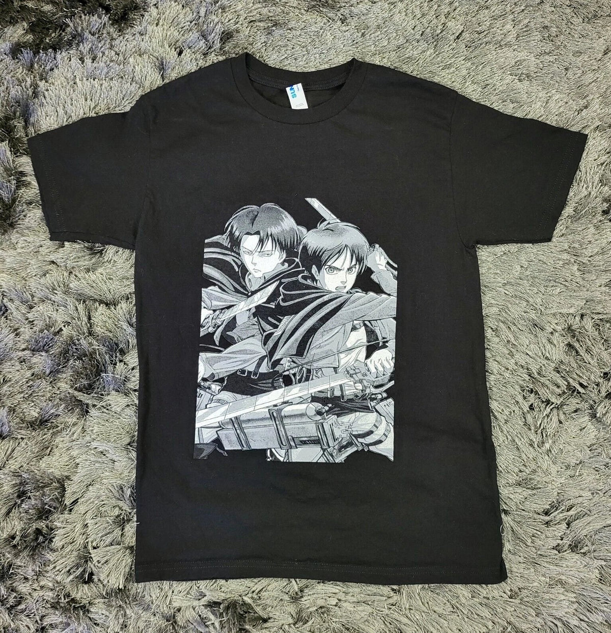 Attack On Titan Mens Small Black Japanese Anime Short Sleeve Unisex