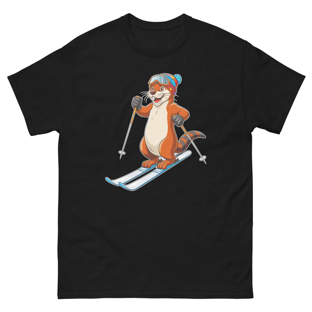 Otter Skiing Skier Fun Cartoon Ski Shirt T-Shirt