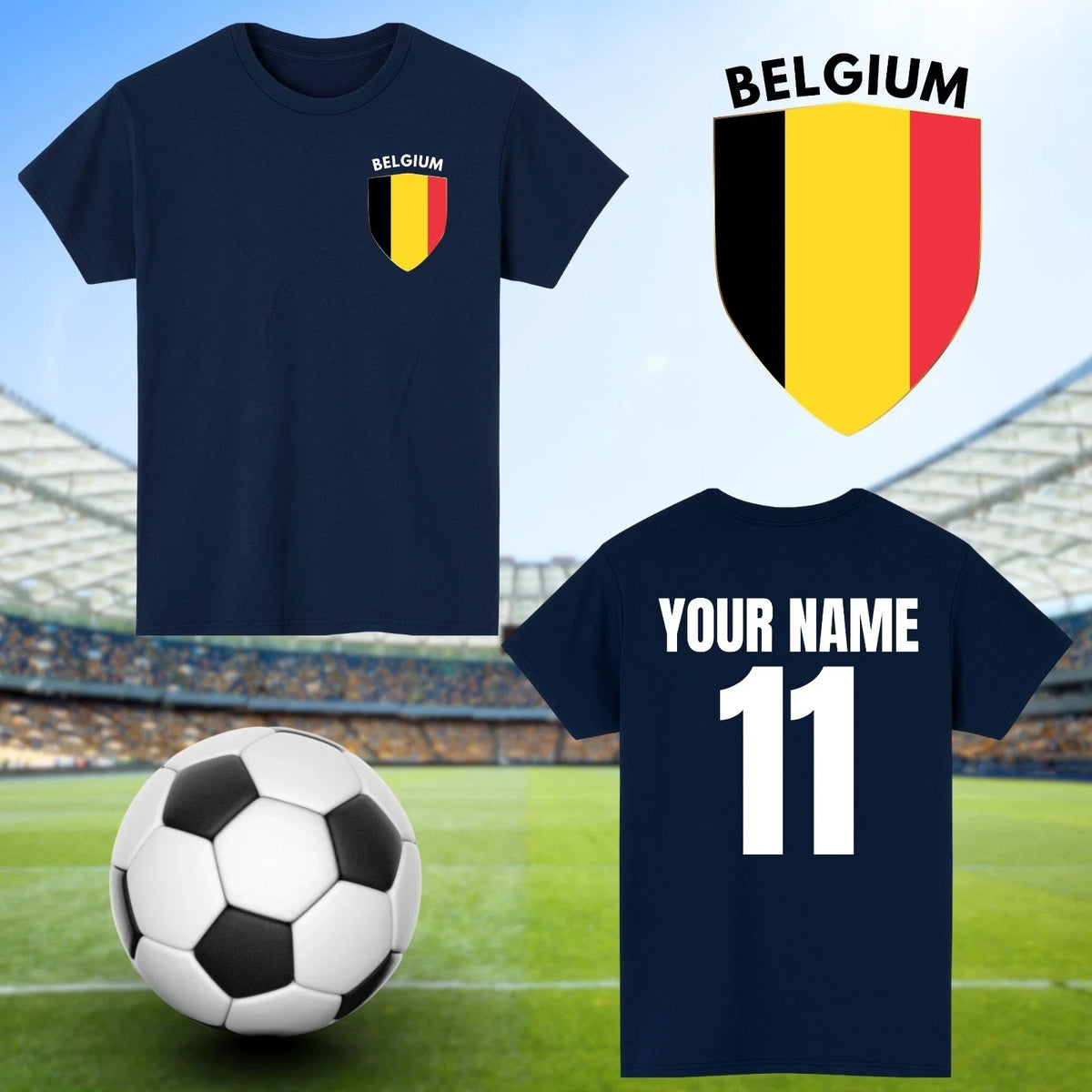 Personalised Belgium Football Custom Name And Number Sports Lover To Unisex