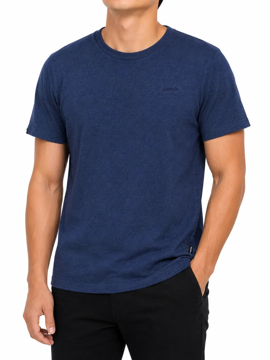 Superdry Mens Blue Organic Cotton Logo Crew Neck Size M Regular Unisex