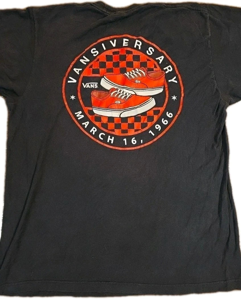Vans Shirt Mens Large Black Vansiversary March 16 1966 Graphic Logo Skate Tee Unisex