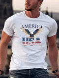Men's White American Flag Eagle Patriotic Theme - Short-Sleeved Unisex