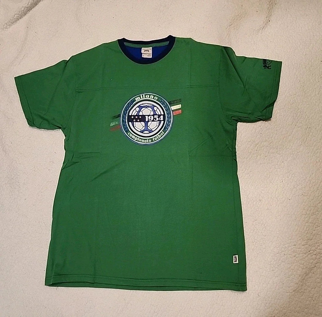 Vintage 90s Milano Italy Soccer Ringer Tee Graphic Futbol Basics Mens XL ⚽️ Unisex