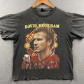 Vintage David Beckham Shirt Mens Large Black Faded Big Print Rap Tee 90s RARE Unisex