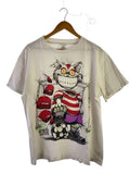 ANDAZIA 90s Alice in Wonderland Cheshire Cat Soccer T shirt L Cotton White Small Unisex